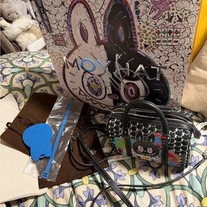 Authentic Moynat x Kasing Lung Labubu Black Handbag